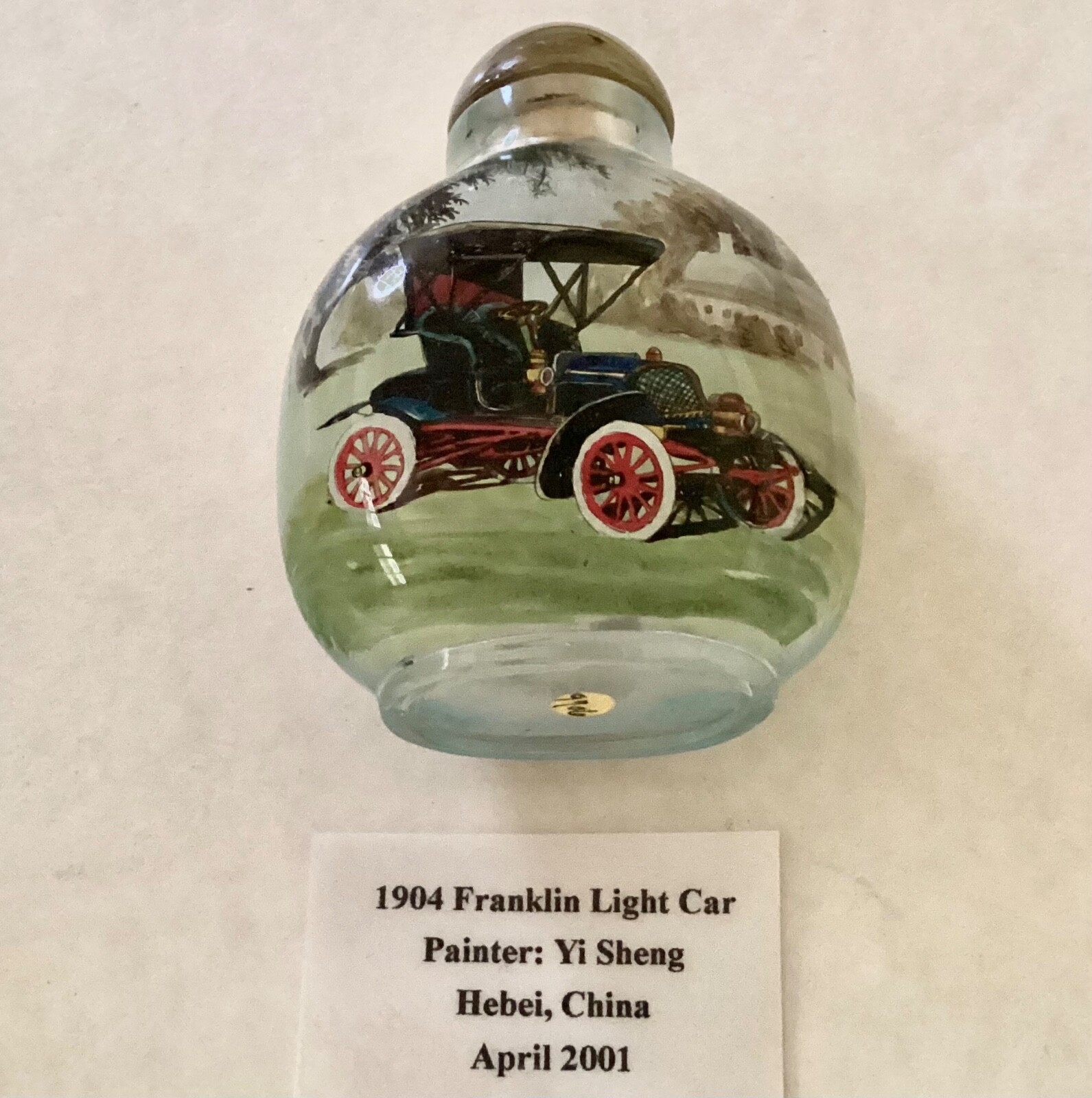 ~Inside Reverse Painted Chinese Export Snuff Bottle – 1904 Franklin Light Car
