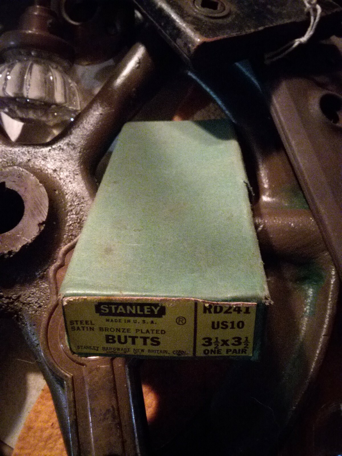 NOS Stanley Butt Hinge Vintage in box 3 1/2 x 3 1/2 Bronze Door RD 241 US10