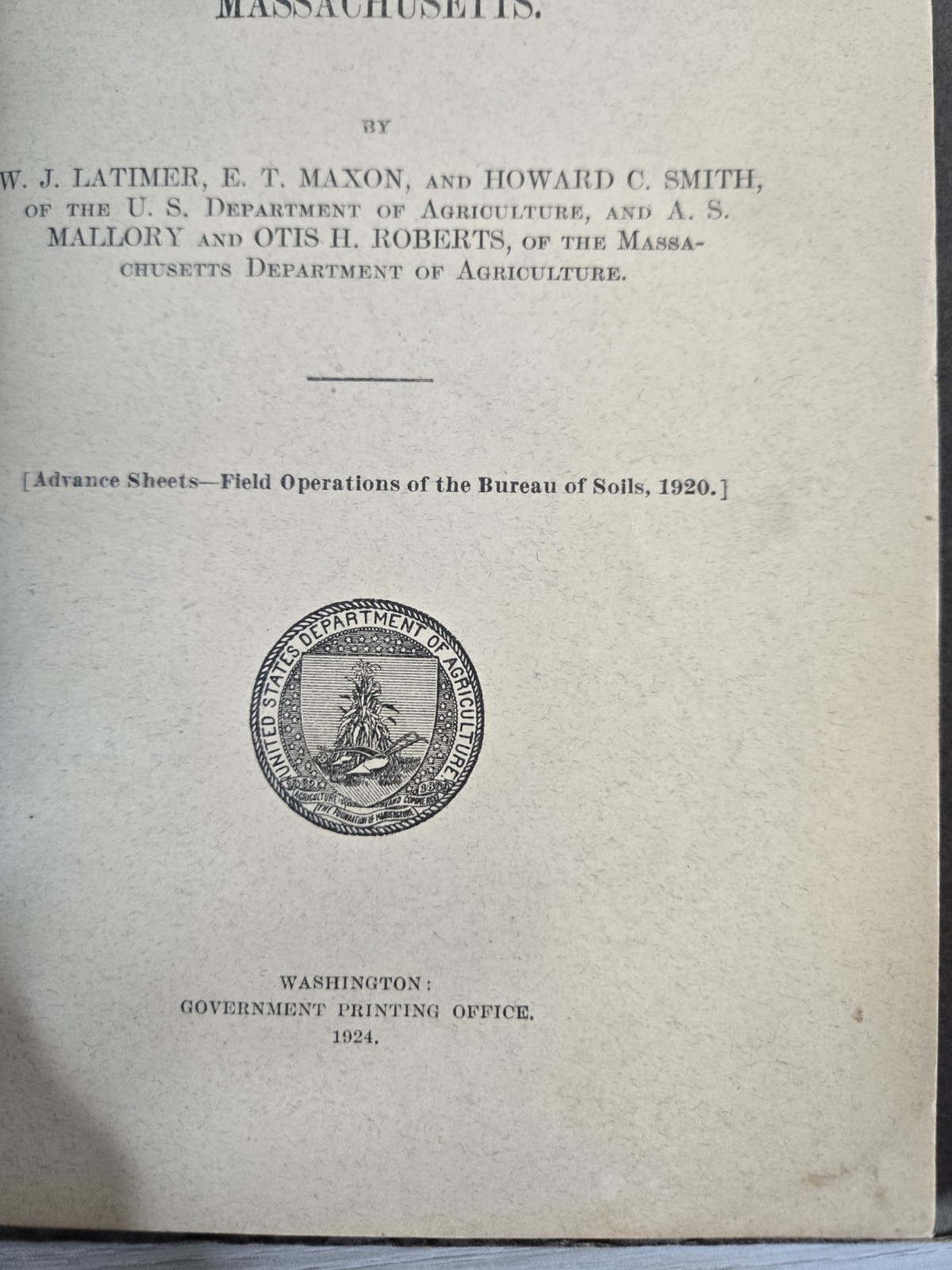 US Department Of Agriculture Soil Bureau Soil Survey Of Norfolk Bristol 1924 J15