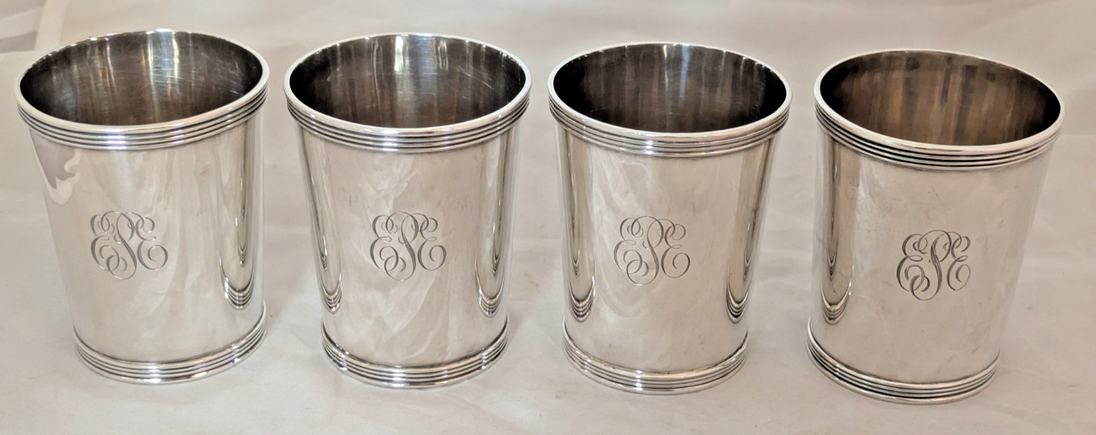 4 Frank W Smith Bogaert Jewelers Sterling Silver Mint Julep Cups Mono EPE 480g