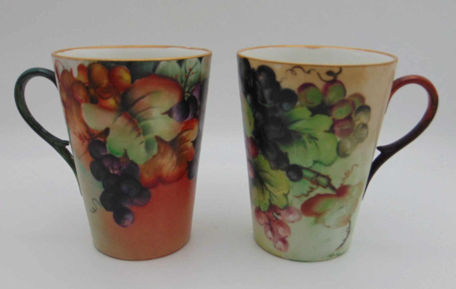 Antique WG Guérin Limoges Hand Painted Grape Cluster Cider Pitcher Cup / Mug Set