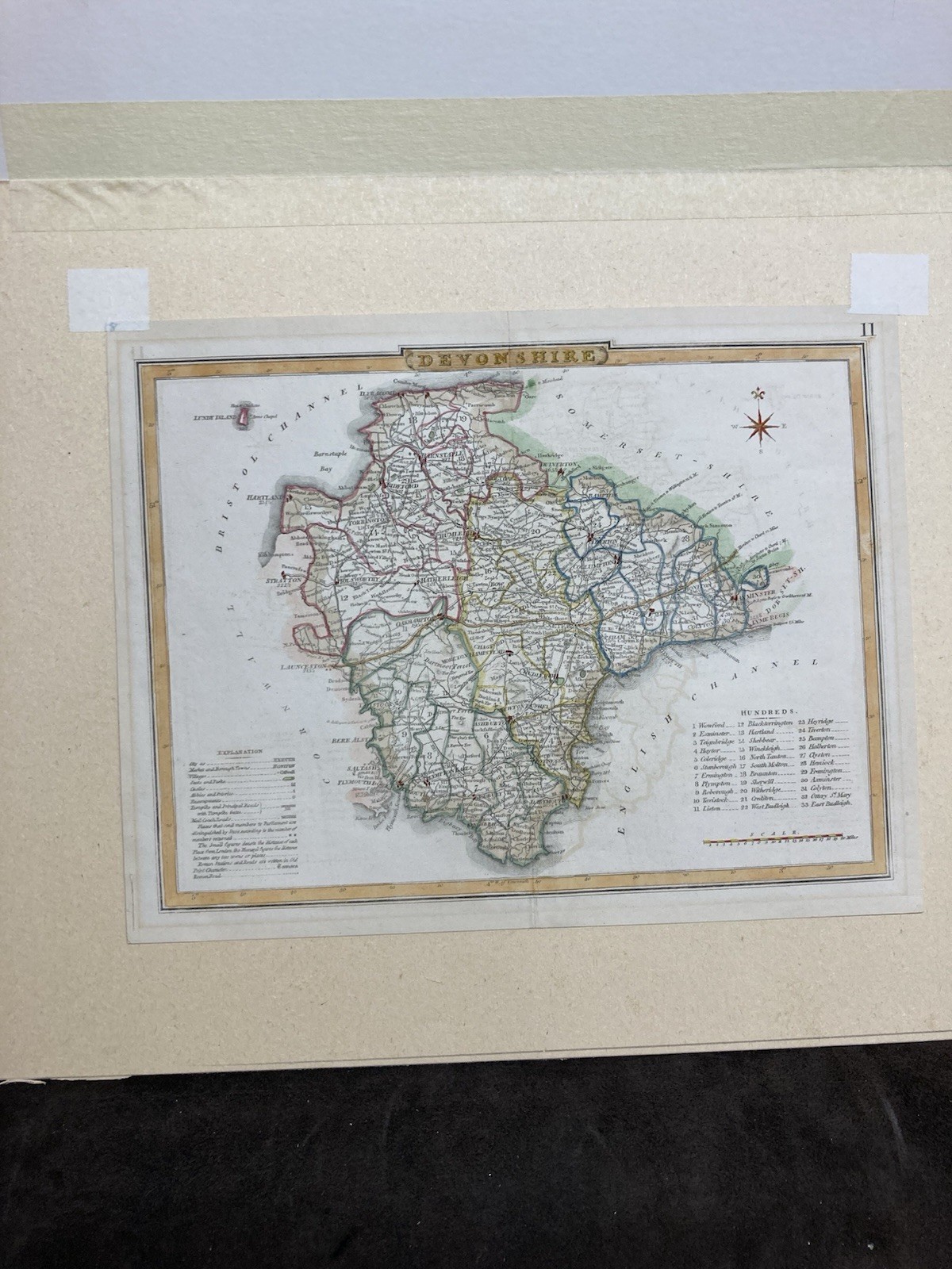 Antique Map Early 1800s Devonshire – Hand-Coloured Copperplate Engraving