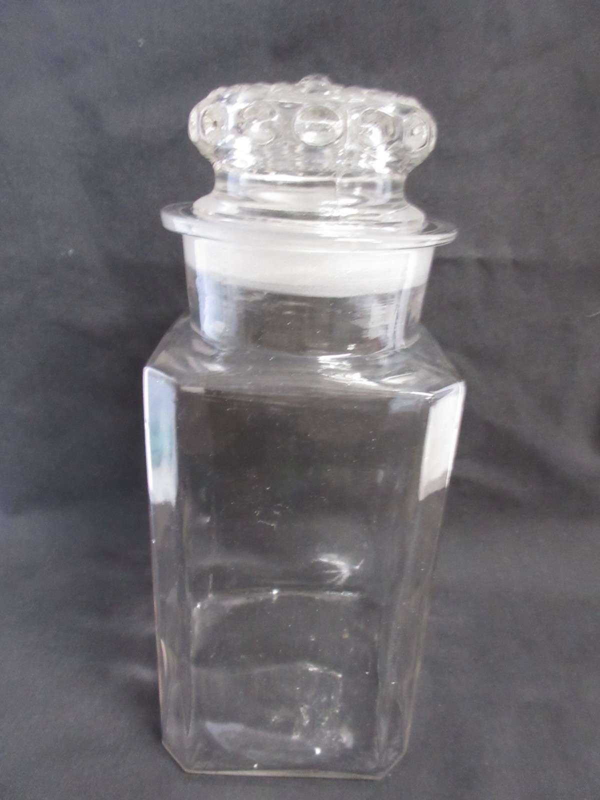 Vtg 8 Sided Square Drug Store 144 oz Display Jar w Honeycomb, 11.75 Tall, EX!