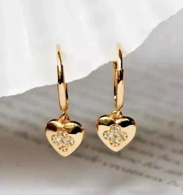 0.20Ct Round Lab Created Diamond Wedding Drop Earrings 14K Yellow Gold Plated