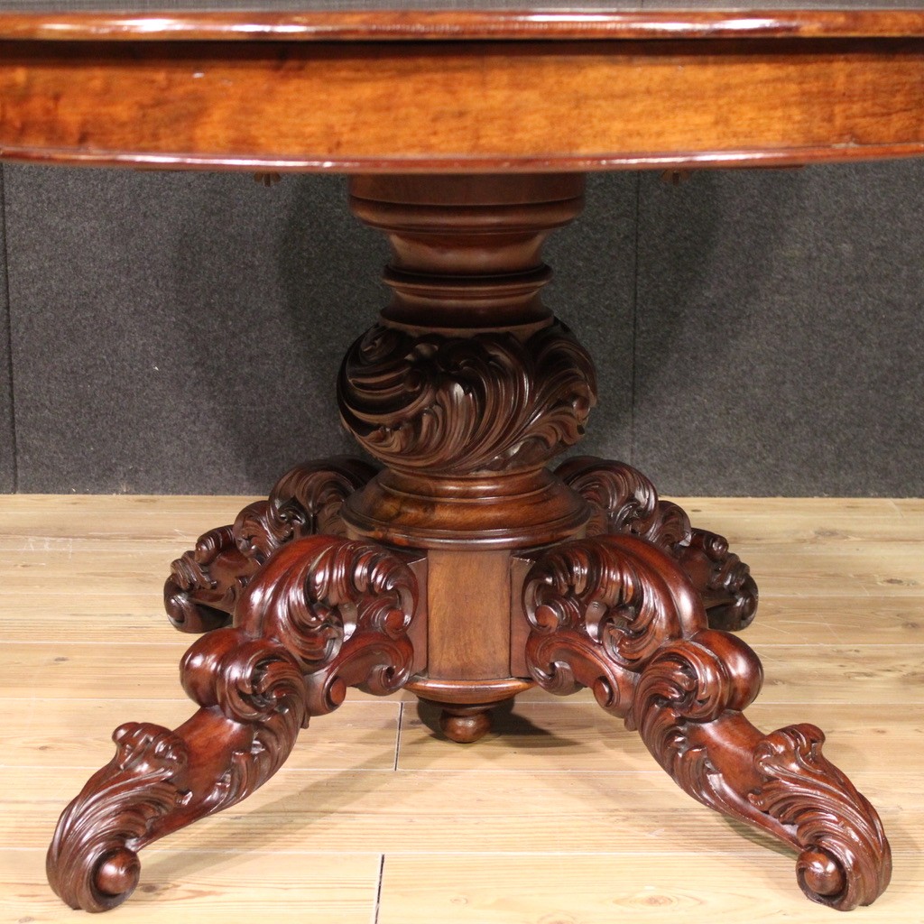 Dutch extendable table large lunch cabinet mahogany wood 19th century