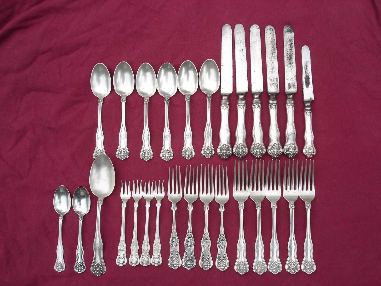 Sterling 28 Piece matching set Hamilton & Diesinger Pattern HMD6 Scrolls & Shell