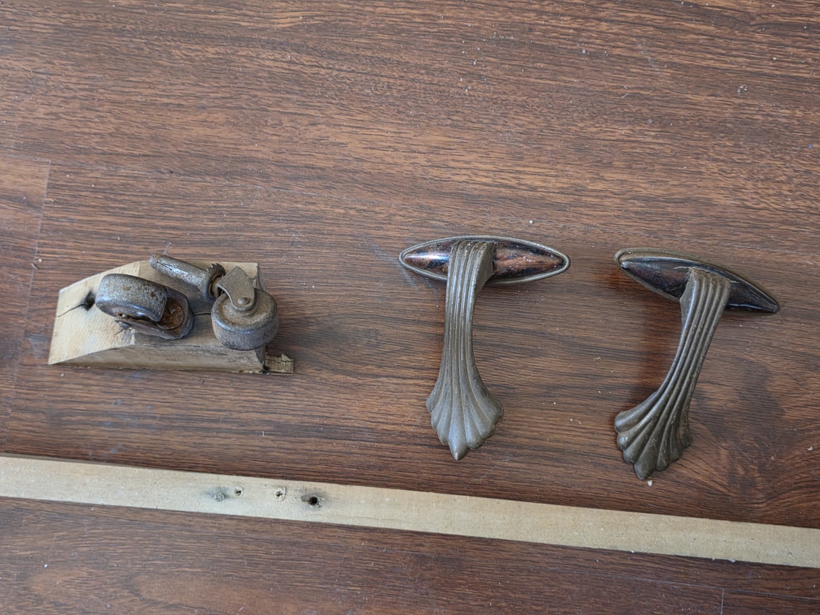 Antique Metal Swivel Stem Casters – Complete – Includes 2 Handels