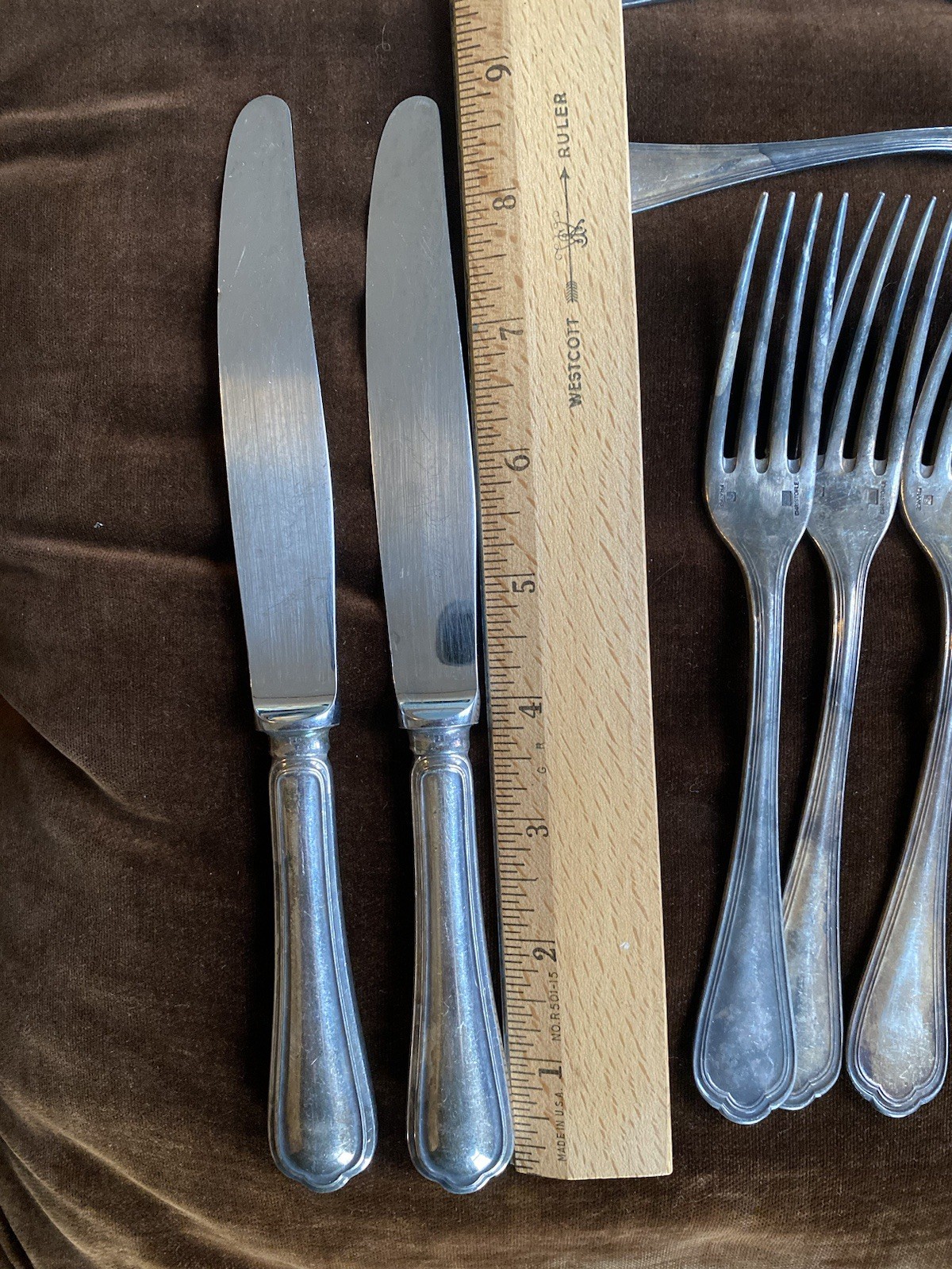 CHRISTOFLE SPATOURS FLATWARE SILVERPLATE 9 PCS Silver France Fork, Knife, Spoon