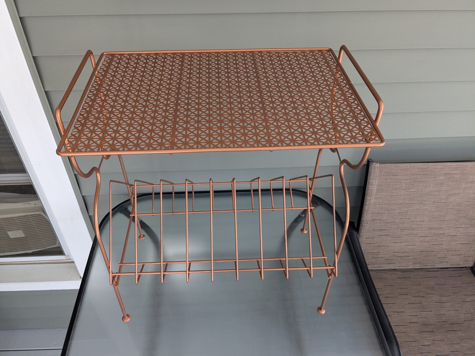 Mid Century Modern Brassy Metal Record Player Stand W/ Album Holders Restored