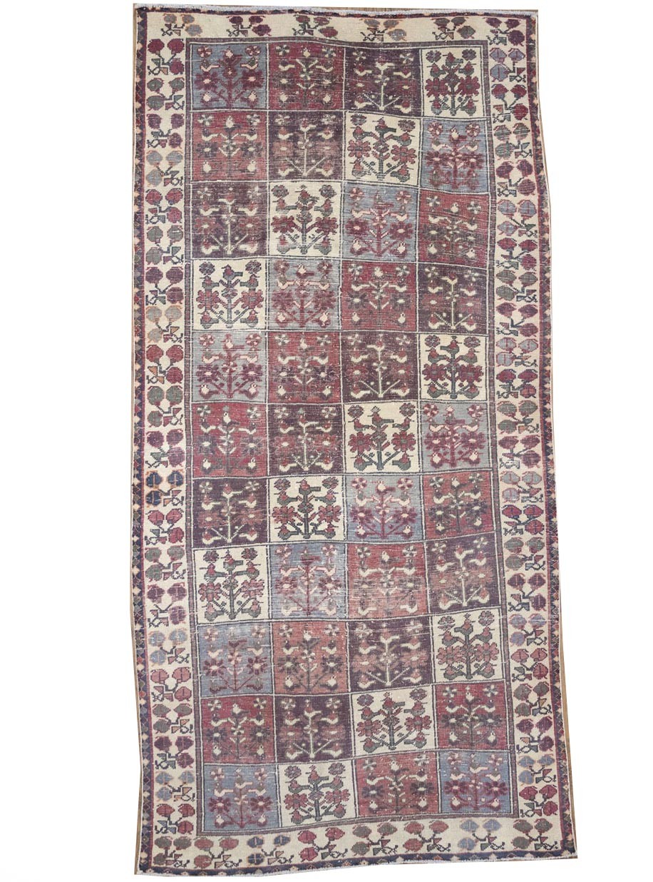 Semi-Antique Distressed Tribal Geometric Oriental Rug Living Room Carpet 5×10 Ft