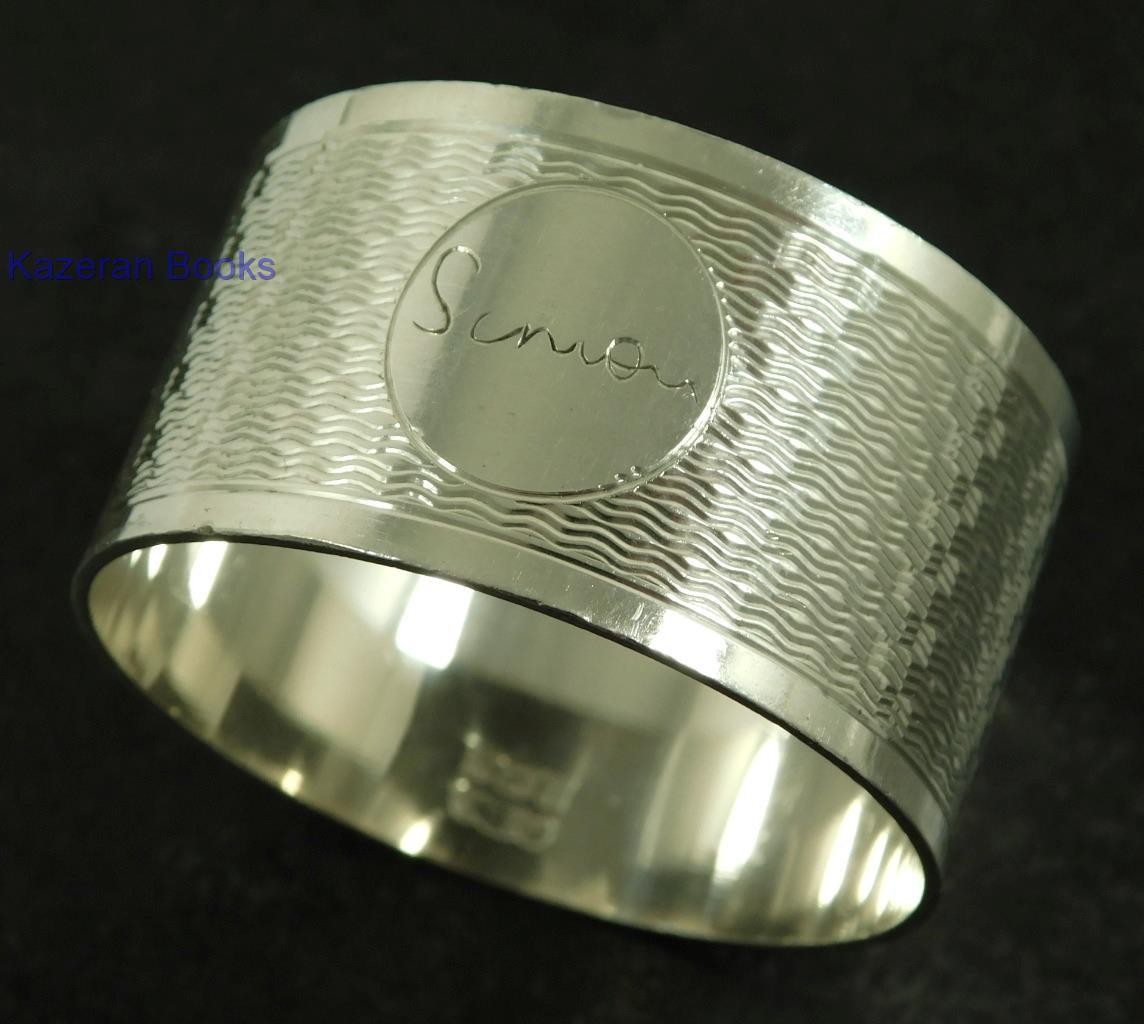 Vintage Solid Sterling Silver Napkin Ring 1971 By J Gloster Ltd ‘Simon’