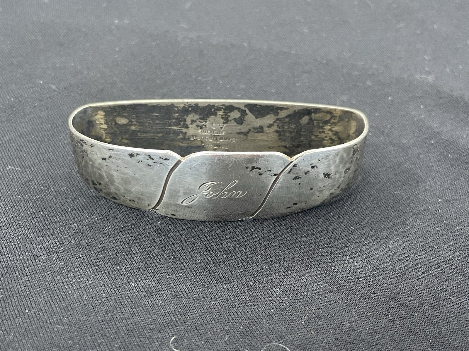 Antique Sterling Silver 22.3g Napkin Ring- Randahl Arts & Crafts “John” monogram