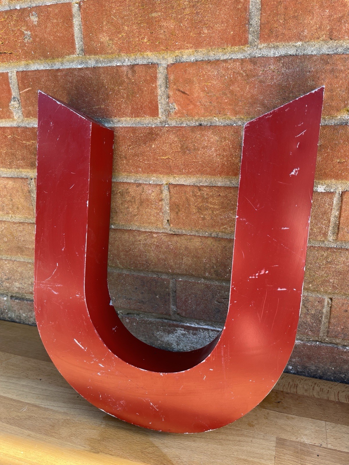 Vintage Reclaimed Letter – Red ‘U’ LED Sign Salvage – Large 40cm – Cafe Rouge