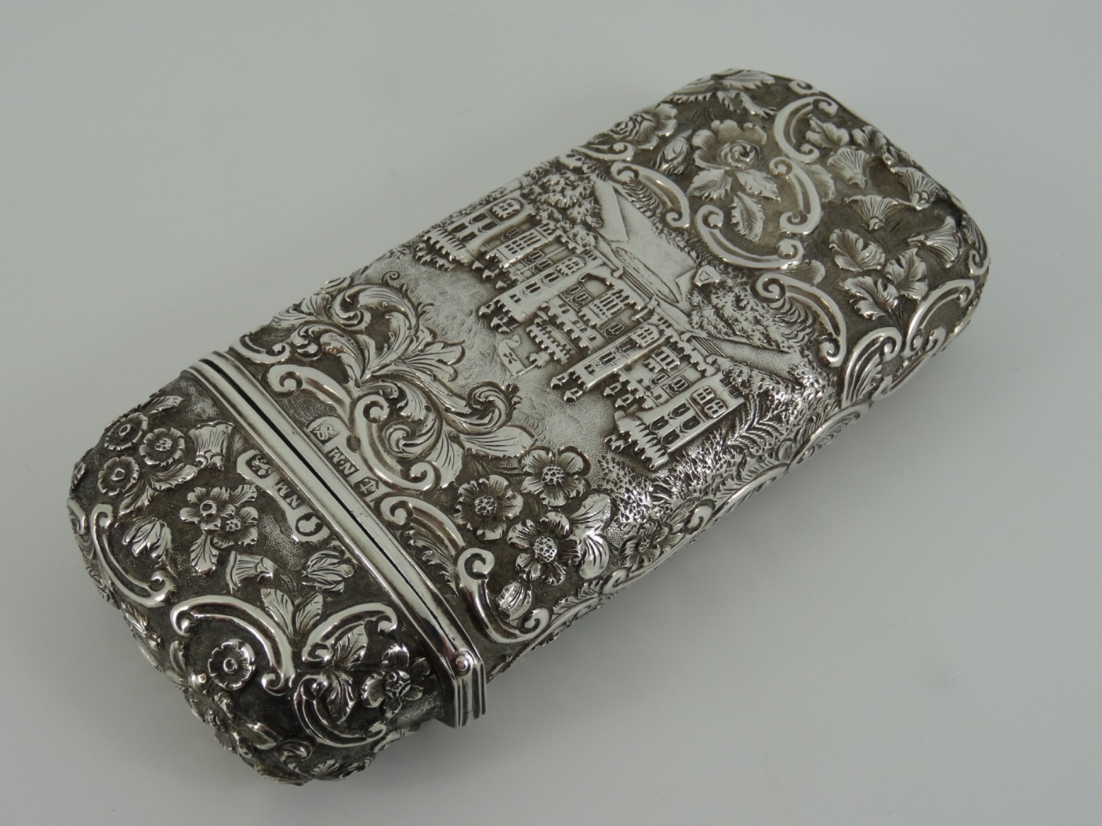 SOLID SILVER CASTLE TOP CIGAR CHEROOT CASE BIRMINGHAM 1841 BY NATHANIEL MILLS