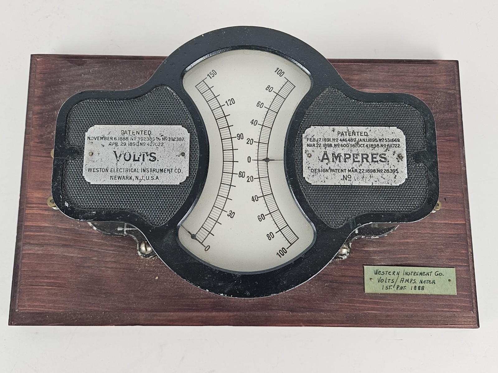 Antique 1888 Weston Electrical Instrument Co. USA Victorian Volts/Amps Meter