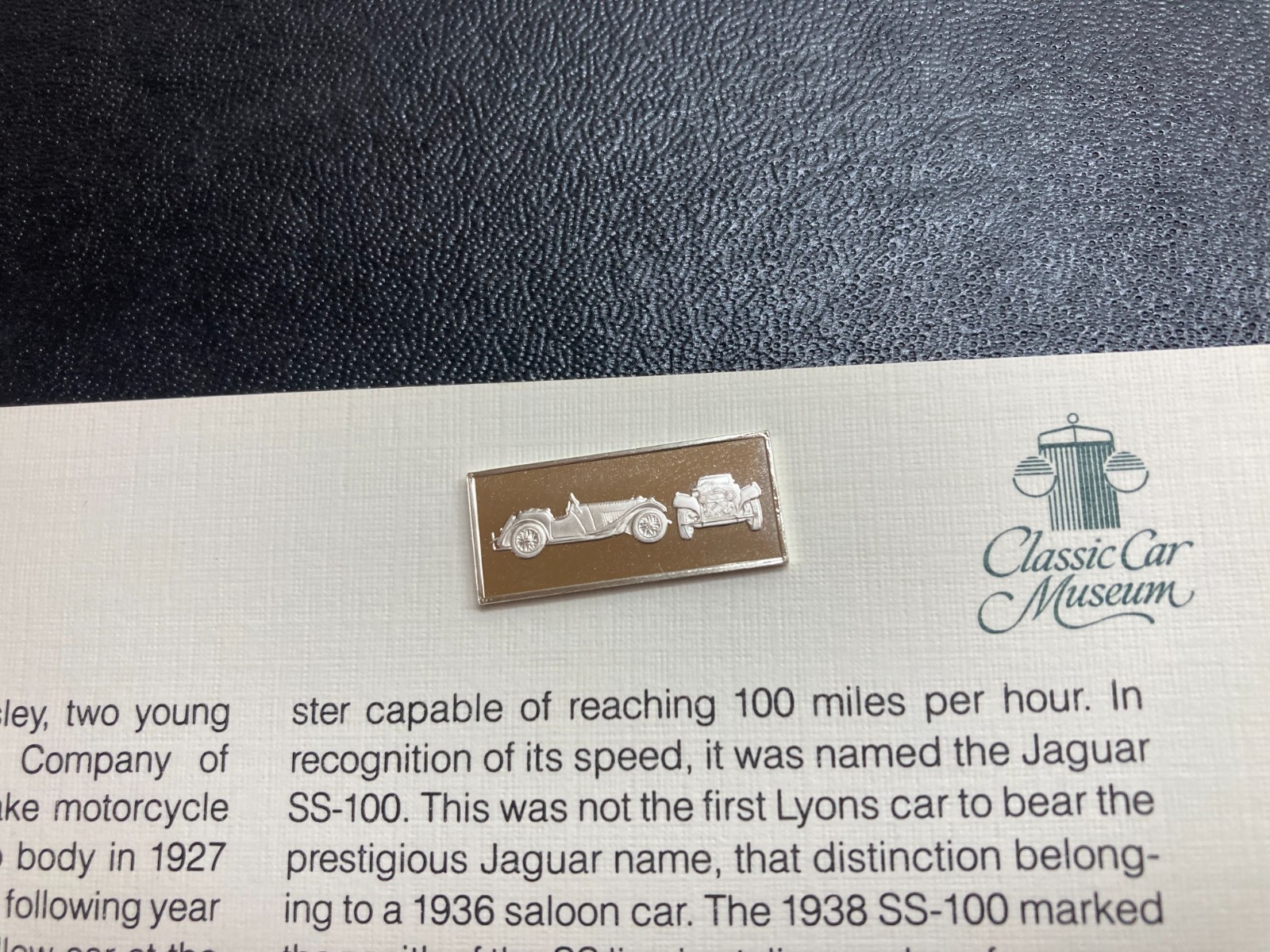 1981 Franklin Mint Official Classic Car Collection Silver Ingot Jaquar SS-100