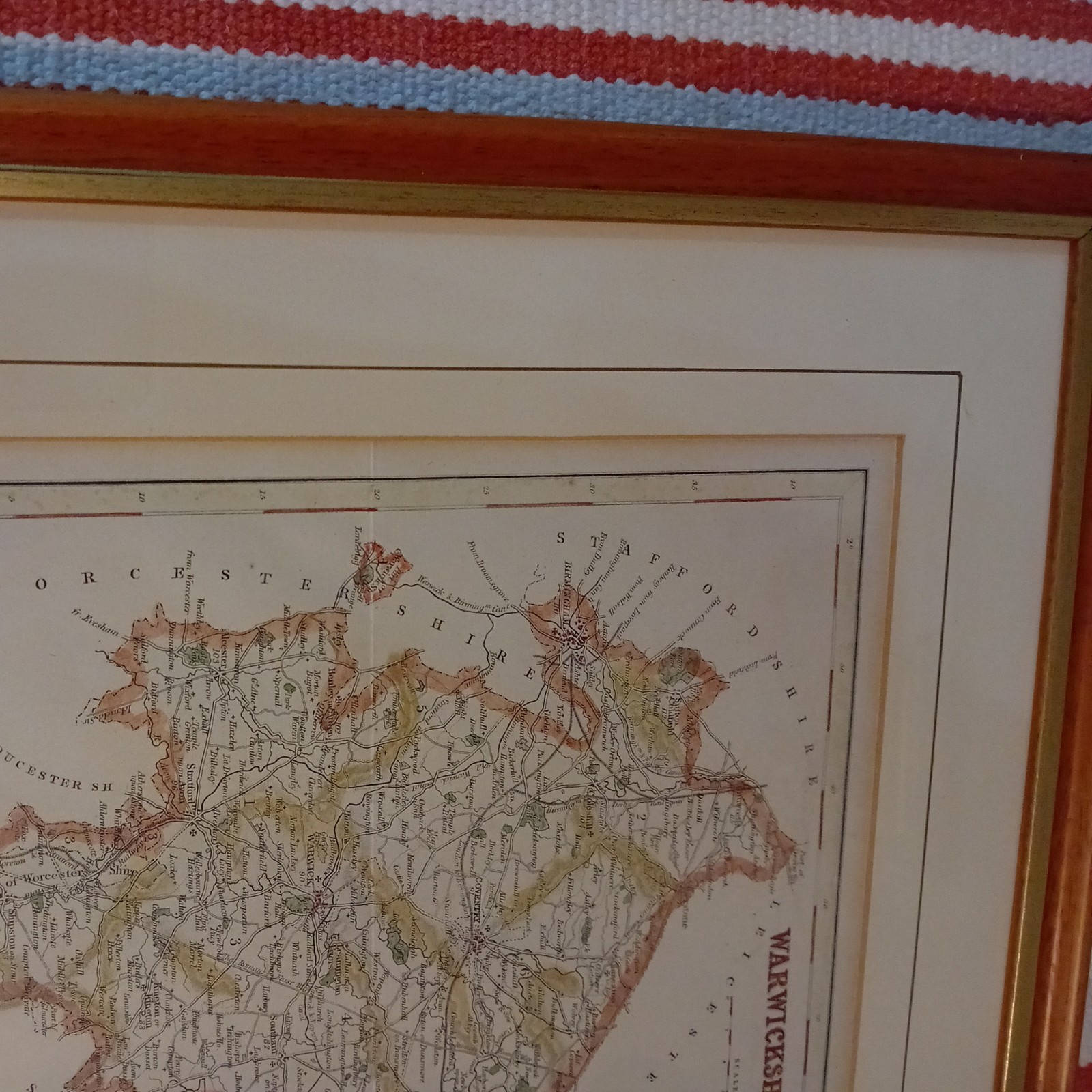 Original Antique Map of WARWICKSHIRE) c1850s – J Archer – County Hand Coloured