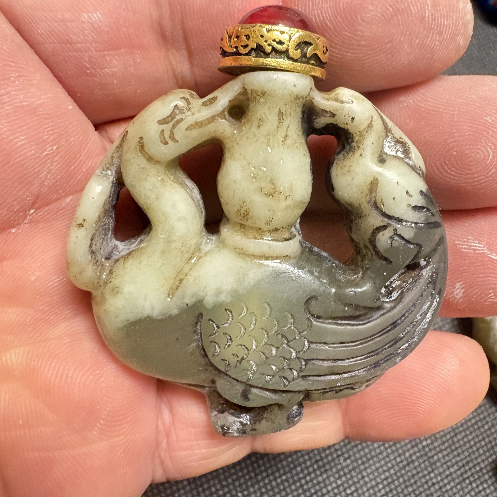 China, exquisite jade, pure hand carving, Hetian jade, snuff bottle