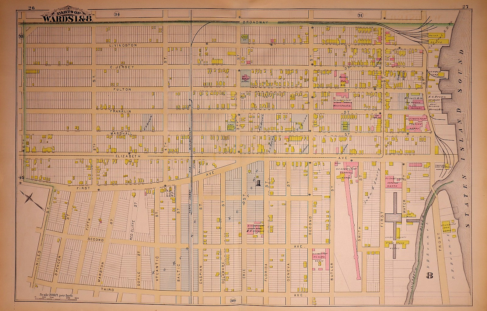 *1882 Map ~ Vicinity of First Street, City of Elizabeth, New Jersey (19×29)-#02