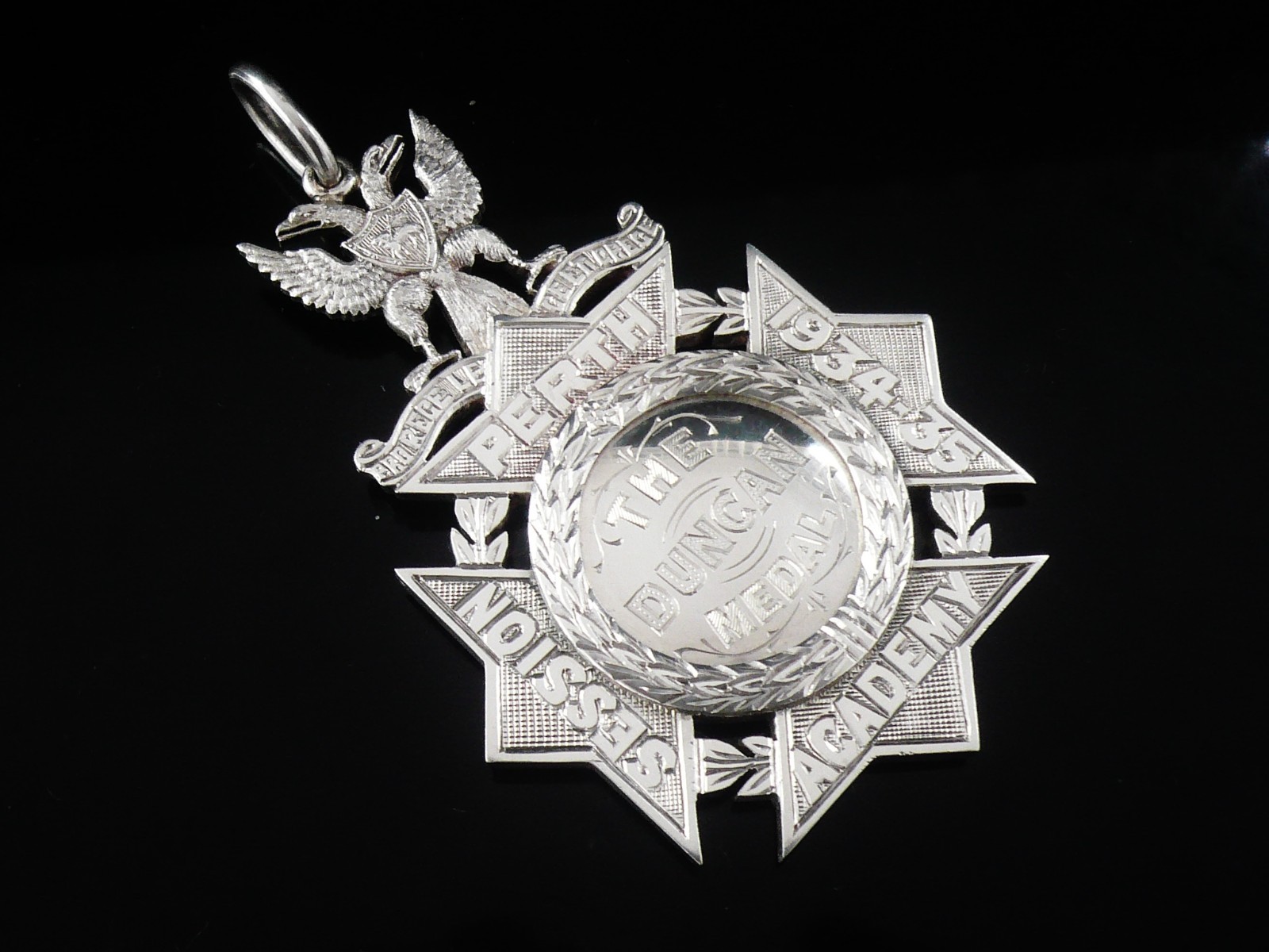 Cased Scottish Provincial Silver School DUX Medal Perth Academy, D McGregor & Co
