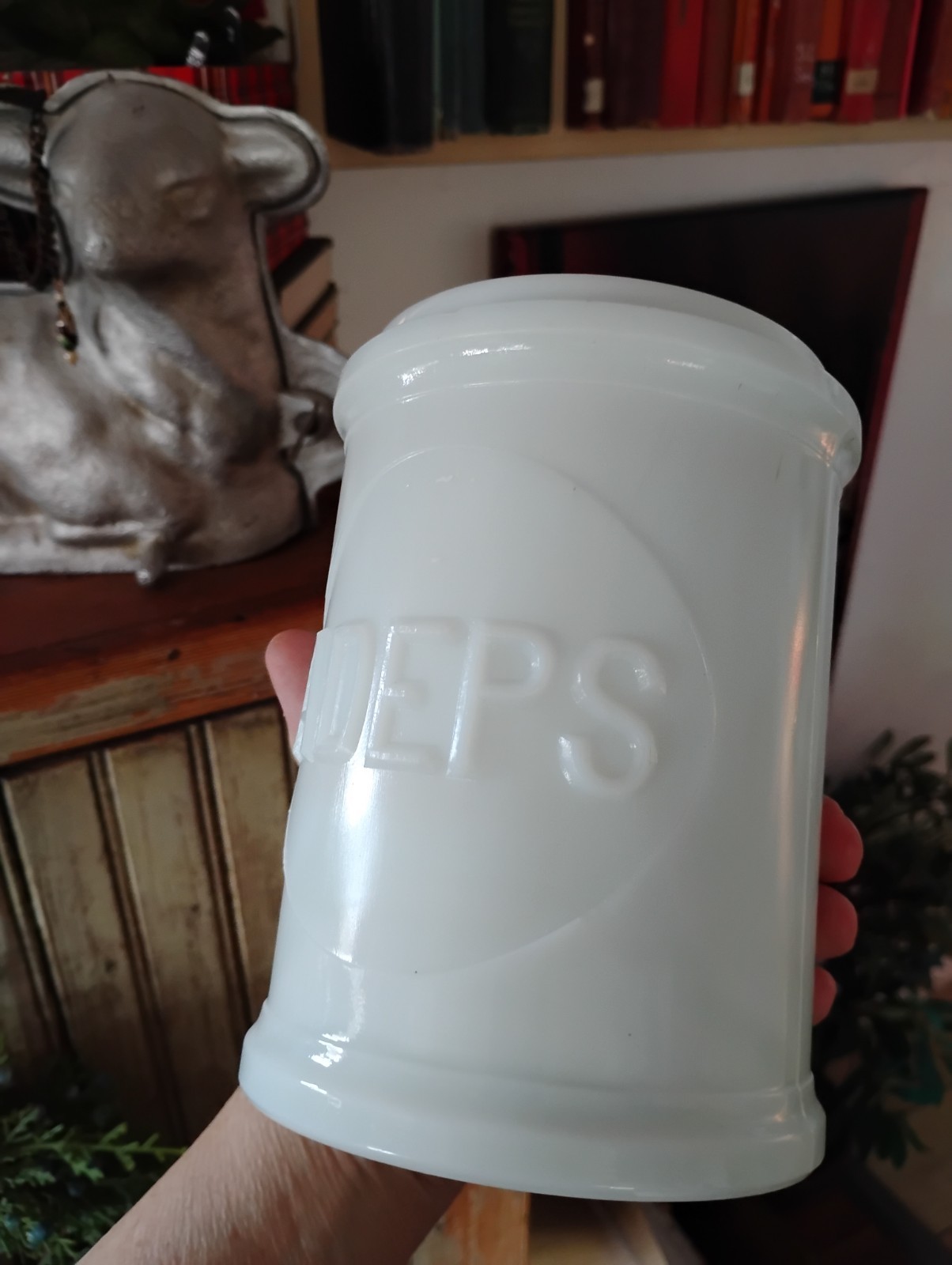 Very Rare Gorgeous Antique Whitall Tatum Apothecary Jar ADEPS-Lanolin/Lard Glass