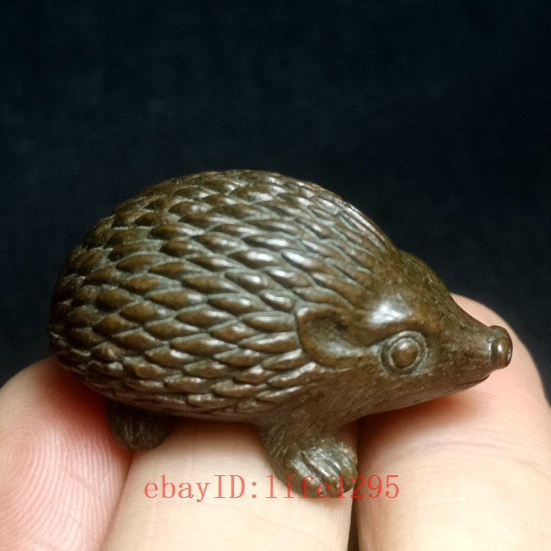 1.3 Inch Old Chinese Bronze Carving hedgehog figurine Statue ornament Collection