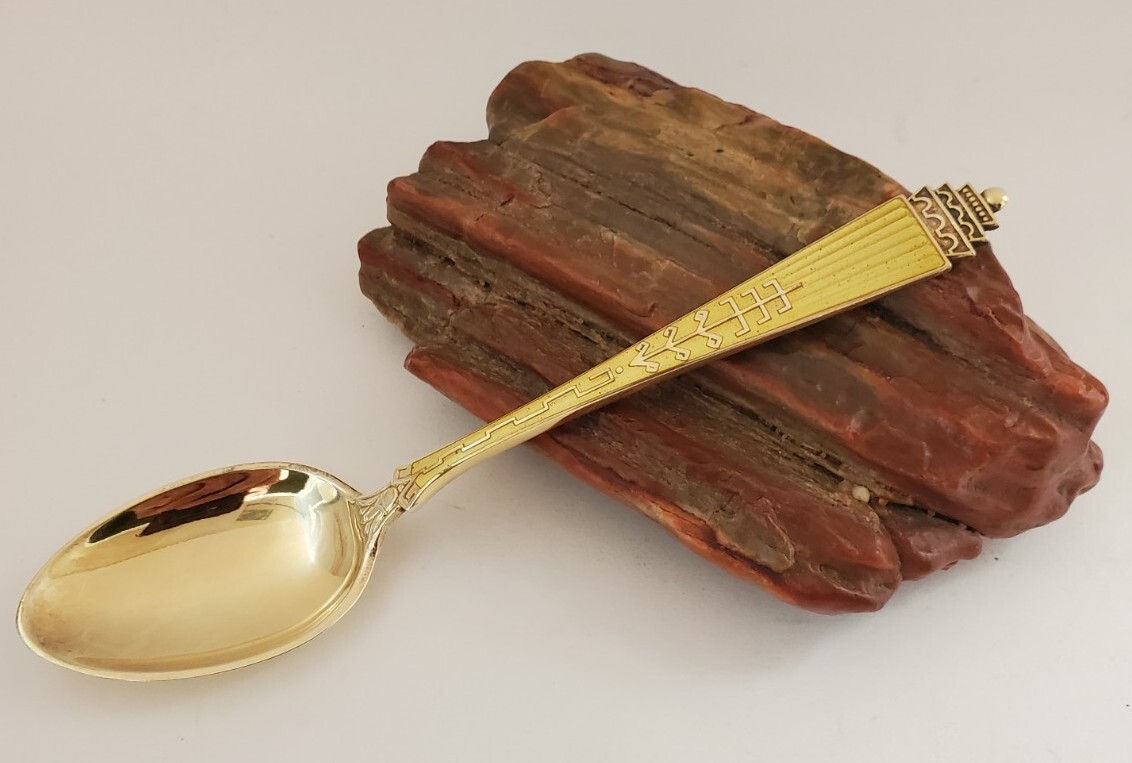 Hestenes 925S Sterling Silver Yellow Enameled Teaspoon 925 Norway Gold Wash #2