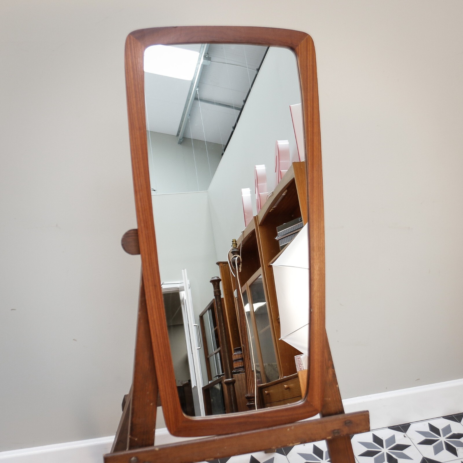 Teak Mirror Mid Century Asymmetrical