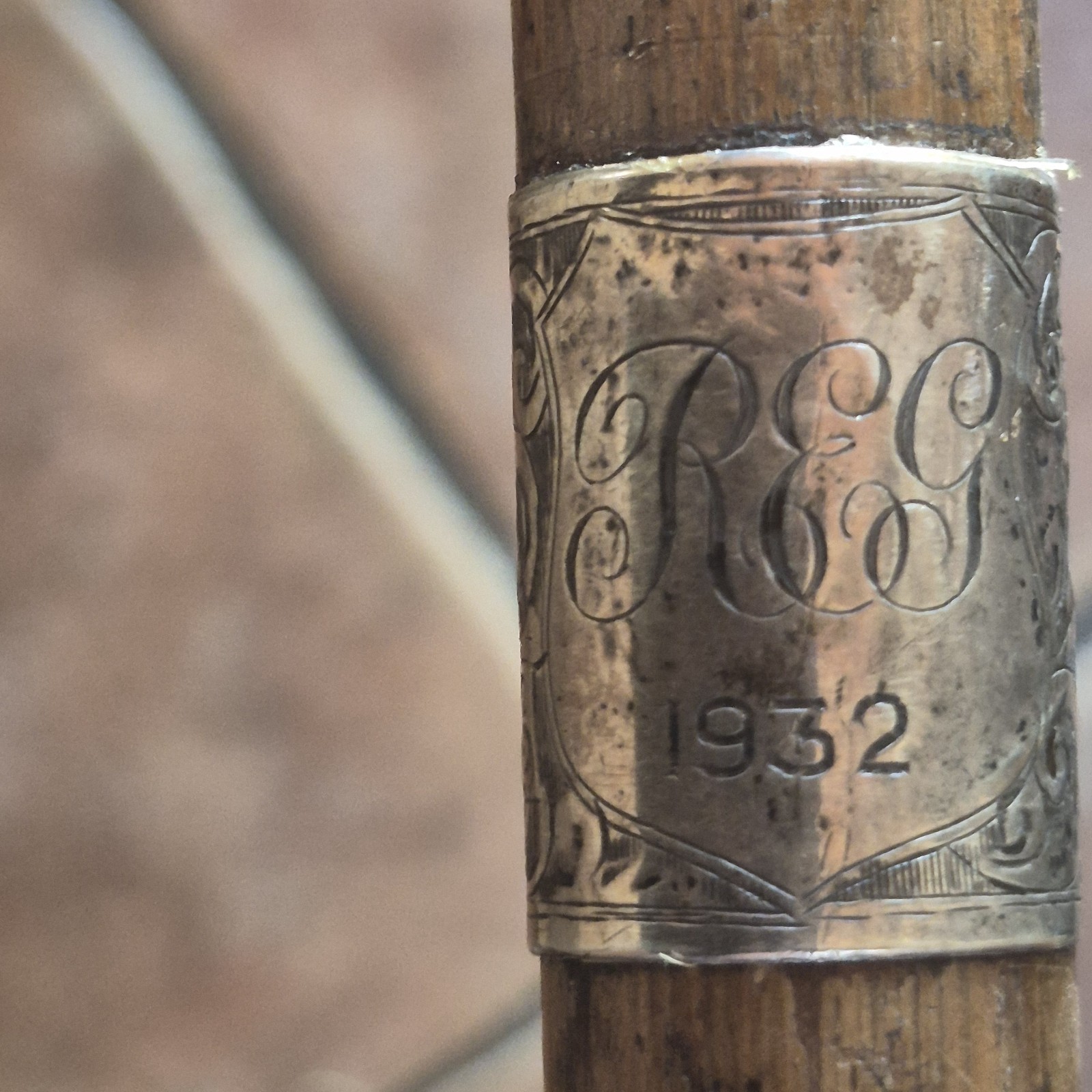 Vintage silver mounted Kendall walking stick cane hallmarked Handle End And Band
