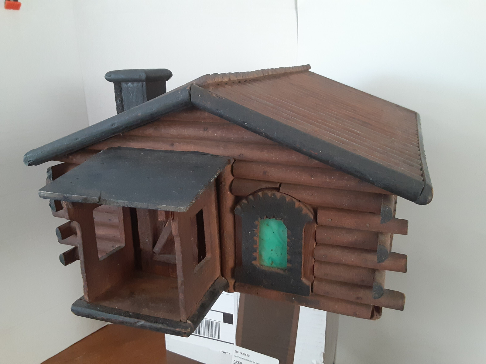 Antique Handmade American Adirondack Folk Tramp Art Old Hickory Log Cabin Camp