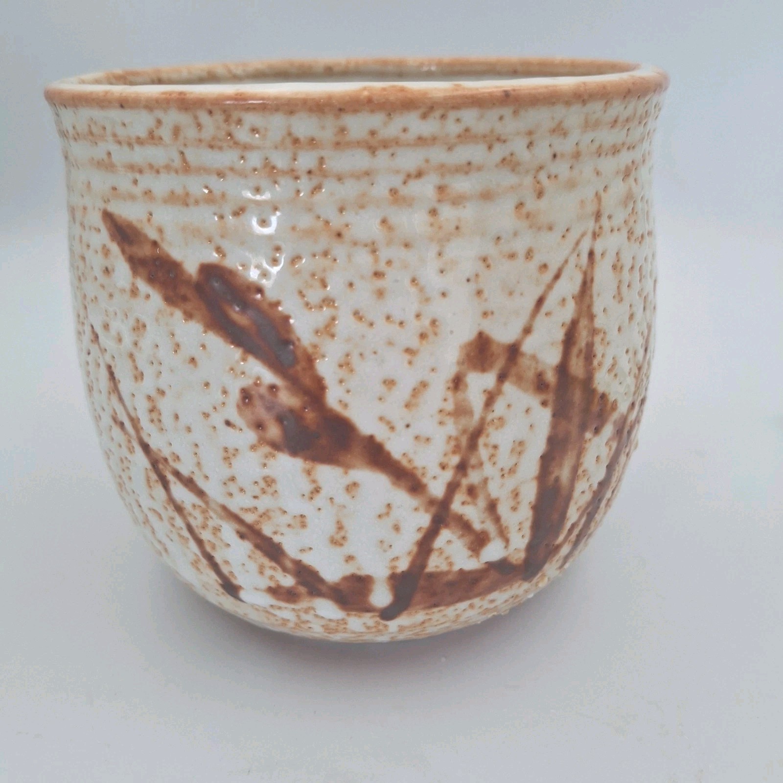 Shino Ware Japanese Pottery Ceramic Bowl Planter Textured Glazed Rustic 4.5″