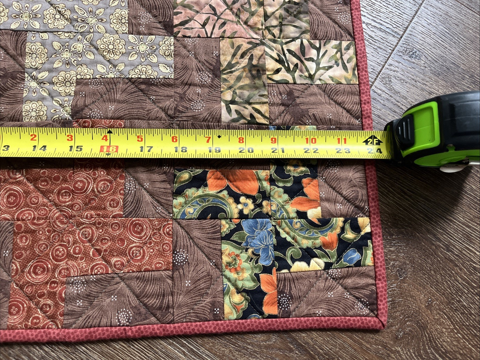 Patchwork Quilt Table Topper Primitive Farmhouse Quilt Square 24″ x 24″