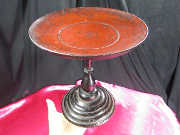 Japanese Antique Edo Joboji Lacquer Tall Stand Tohoku Urushiware Wood Natural JP