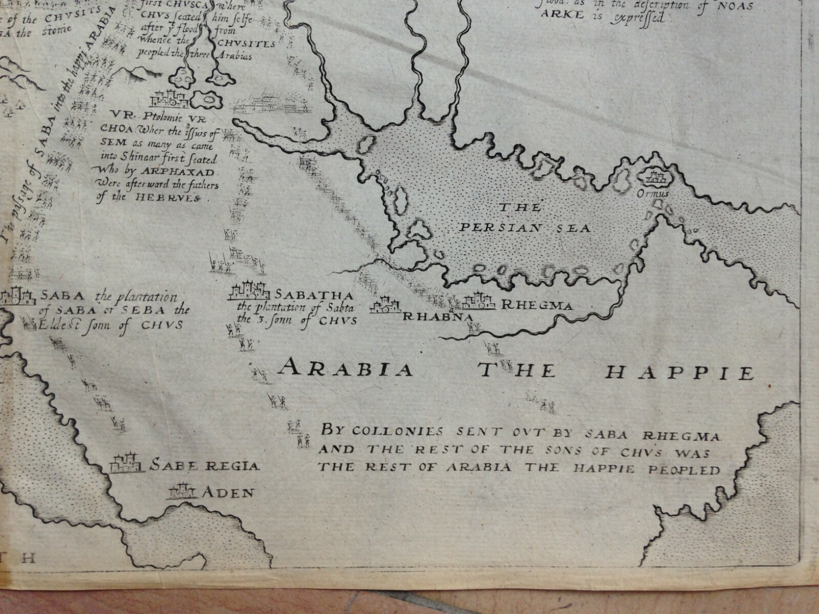 MIDDLE EAST ARABIA 1614 William HOLE LARGE UNUSUAL ANTIQUE MAP 17TH CENTURY