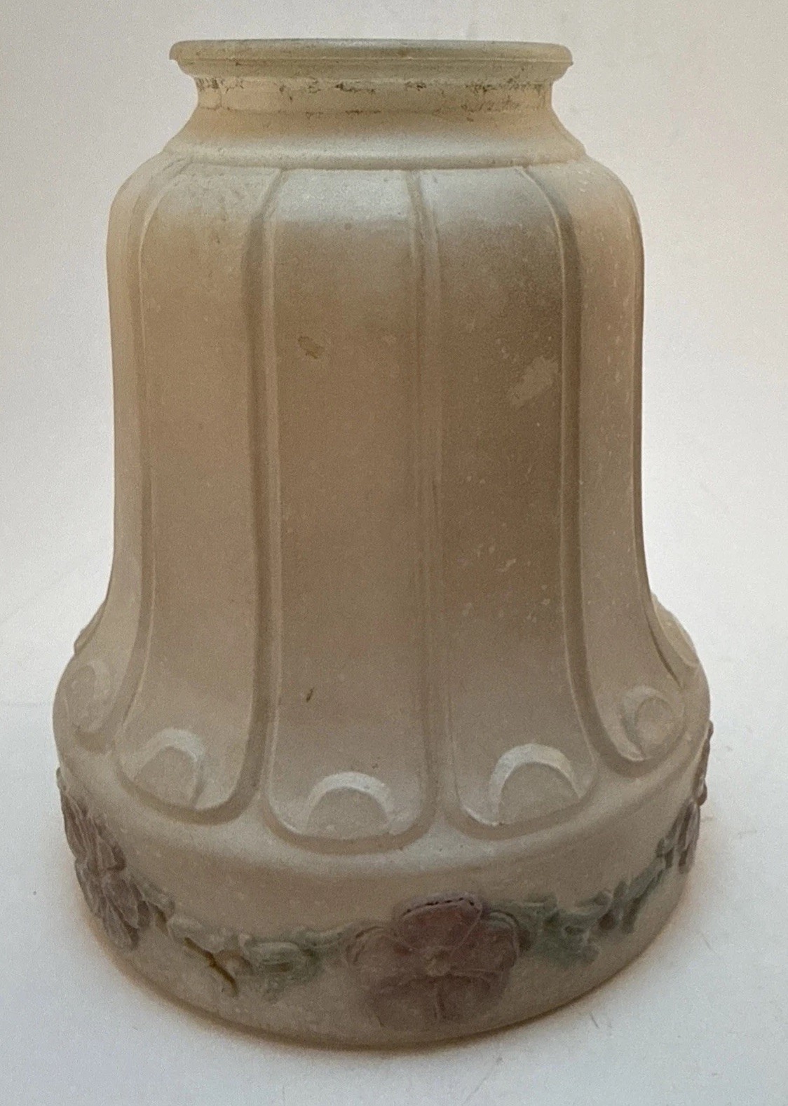 Antique Lamp Shade Reverse Painted Pink Flowers