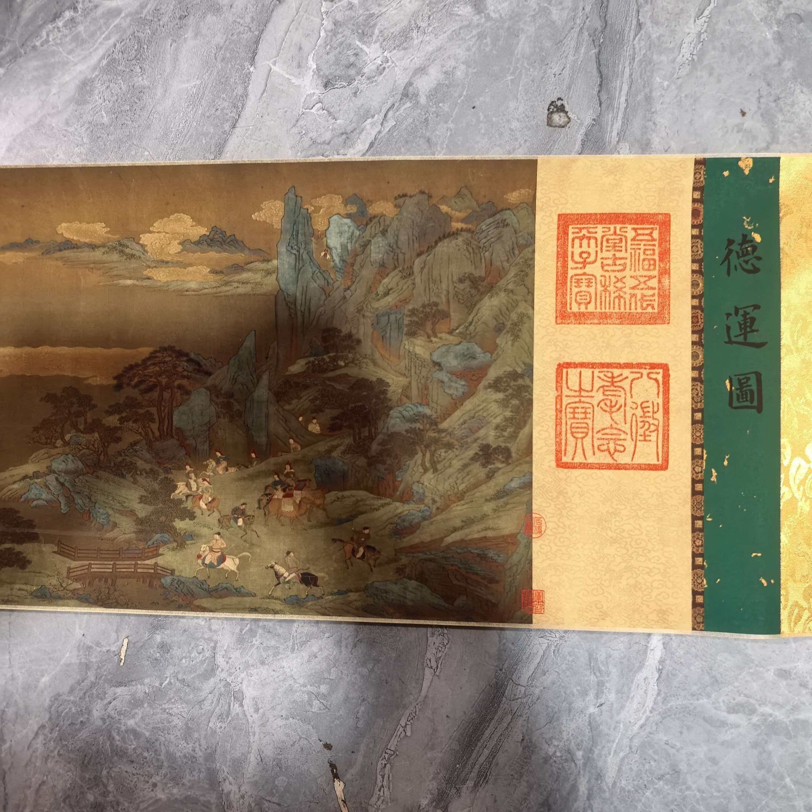 China Old long Scroll,painting scroll Qiu Ying’s Map of German Fortune