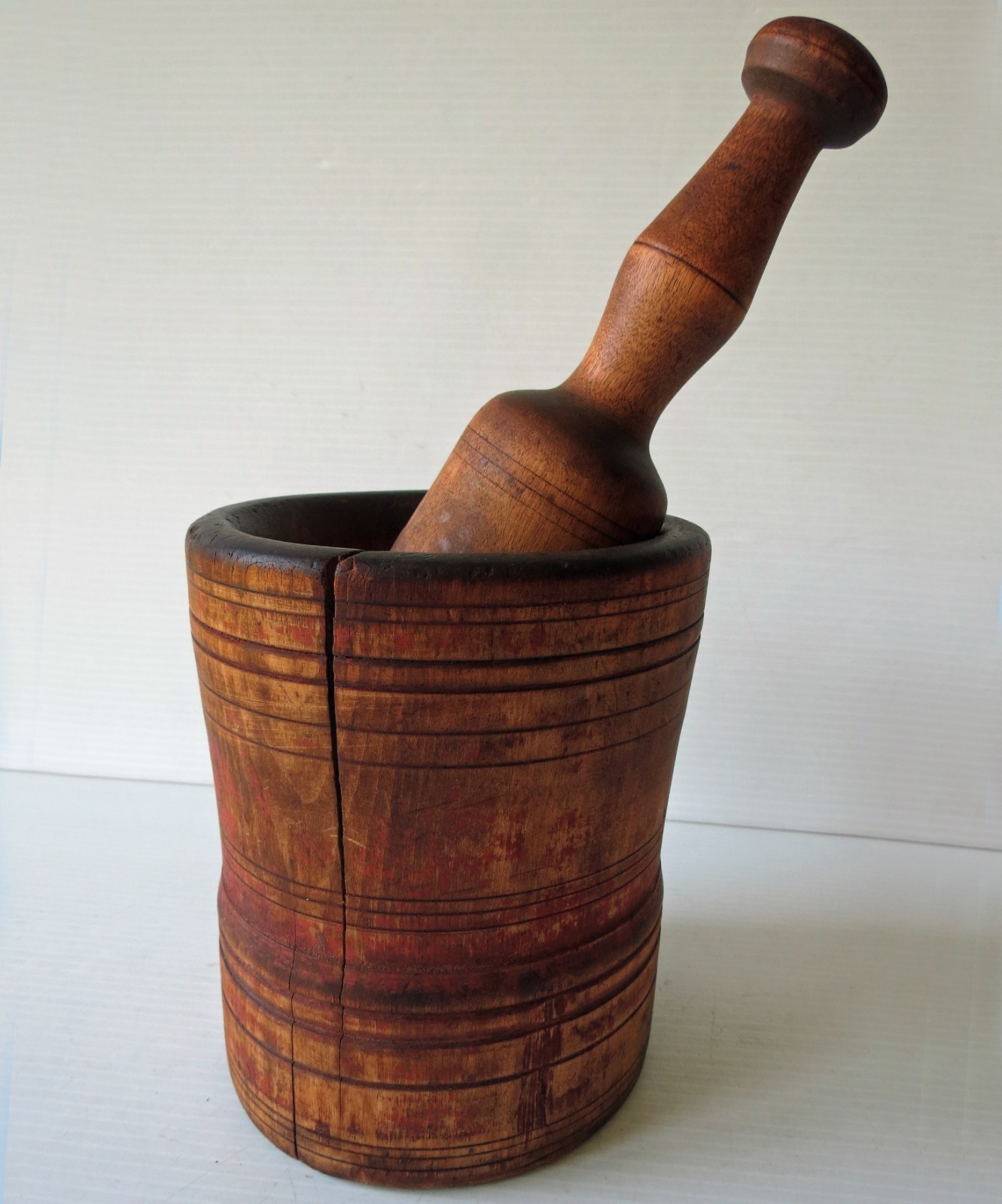 Antique Hand Turned Maple MORTAR & PESTLE 6″