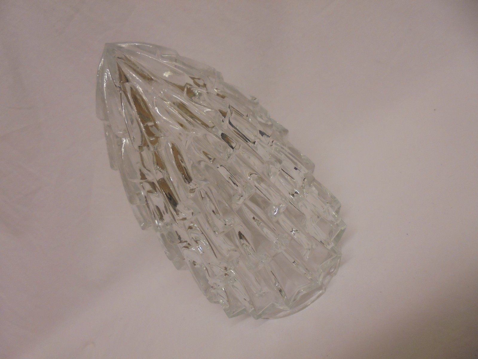 VINTAGE REPLACEMENT CLEAR GLASS ICICLE ICE LAMP SHADE FLAME SHAPE MID CENTURY