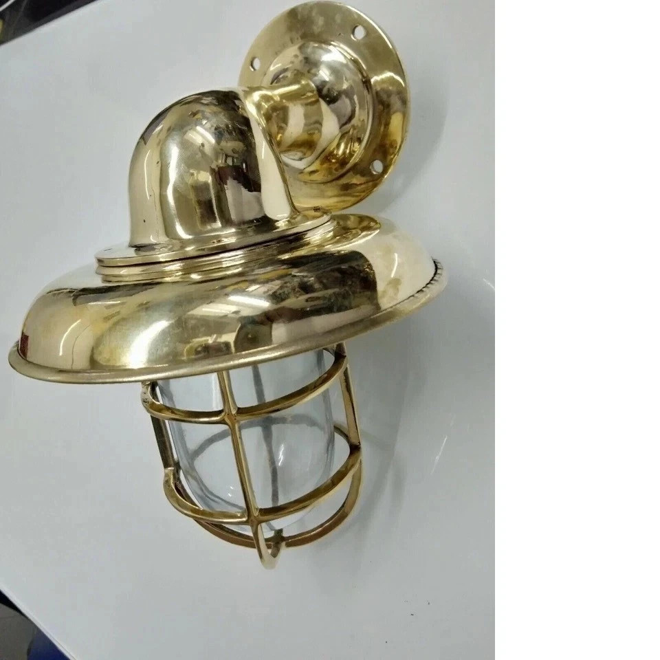 Set of 4 Nautical Brass Bulkhead Wall Sconce Lights with Shade – Marine Style