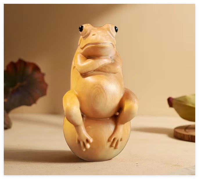 BY166 – 7 x 3.8 x 4 CM Carved Boxwood Carving Figurine Netsuke – Frog