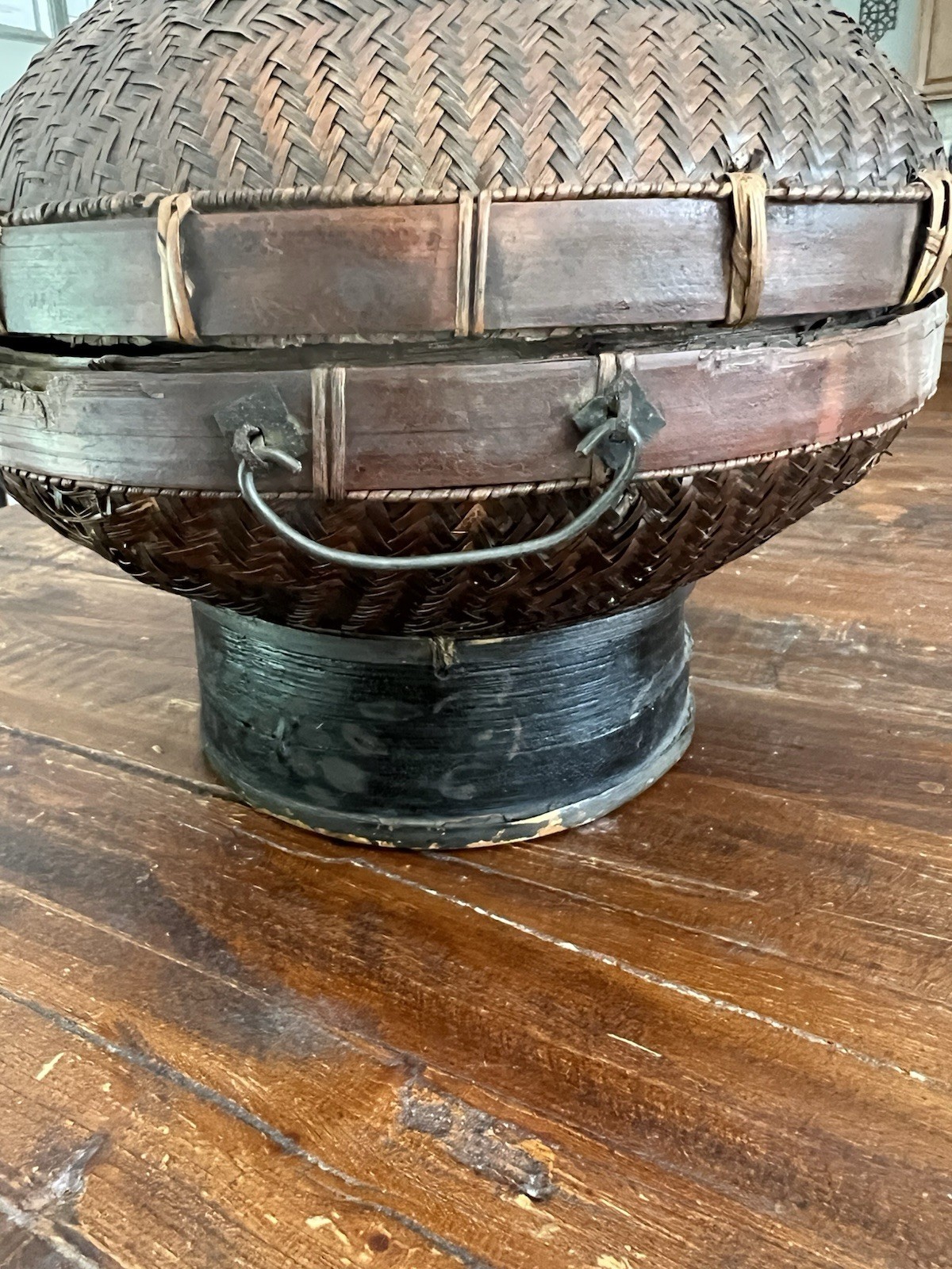Antique Chinese Wedding Ceremonial Bamboo Woven Hat Box – Circa 1870