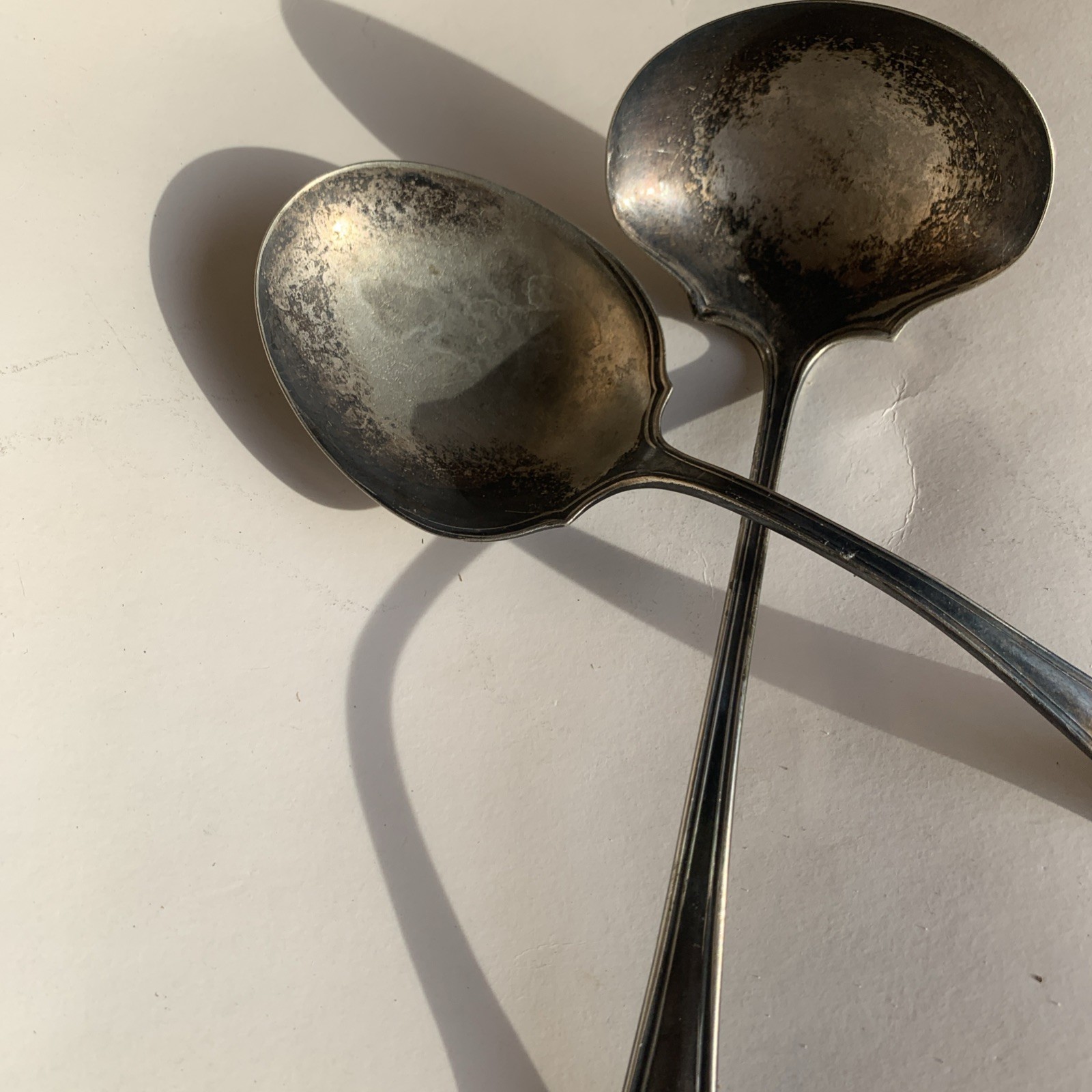 Lot Of 2 Large Serving Spoons Rogers Brothers UK 1847 Silver plated Unpolished