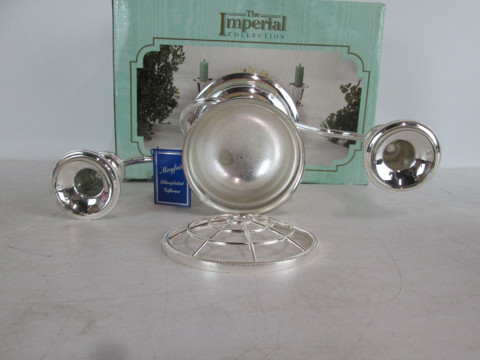 Vintage The Imperial Collection Silverplated Floral Candelabra Boxed
