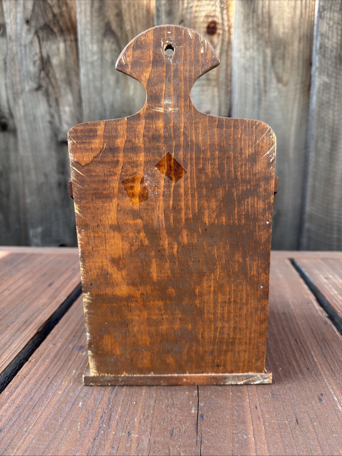 Antique Vintage Wooden Saltbox Americana 10.”25 H x 5”.5 D x 6” W