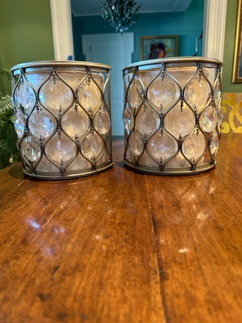 21st Century Contemporary Crystal and Silver Wall Sconces, a Pair