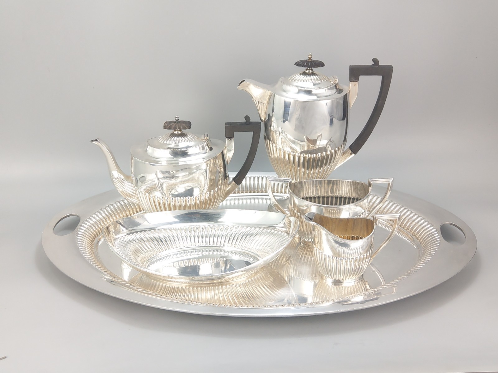 Art Deco Silver Plate Tea Coffee Set Queen Anne Style Walker Hall Sheffield
