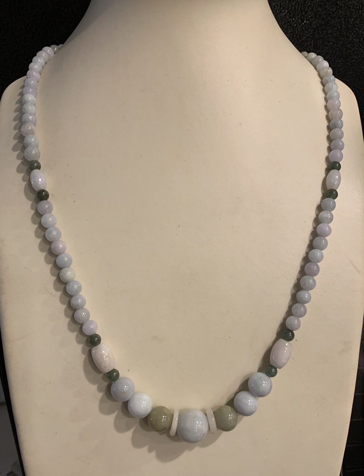 100% Natural Grade A Untreated Multi-Color Jadeite Jade Beads Necklace 22” J#003