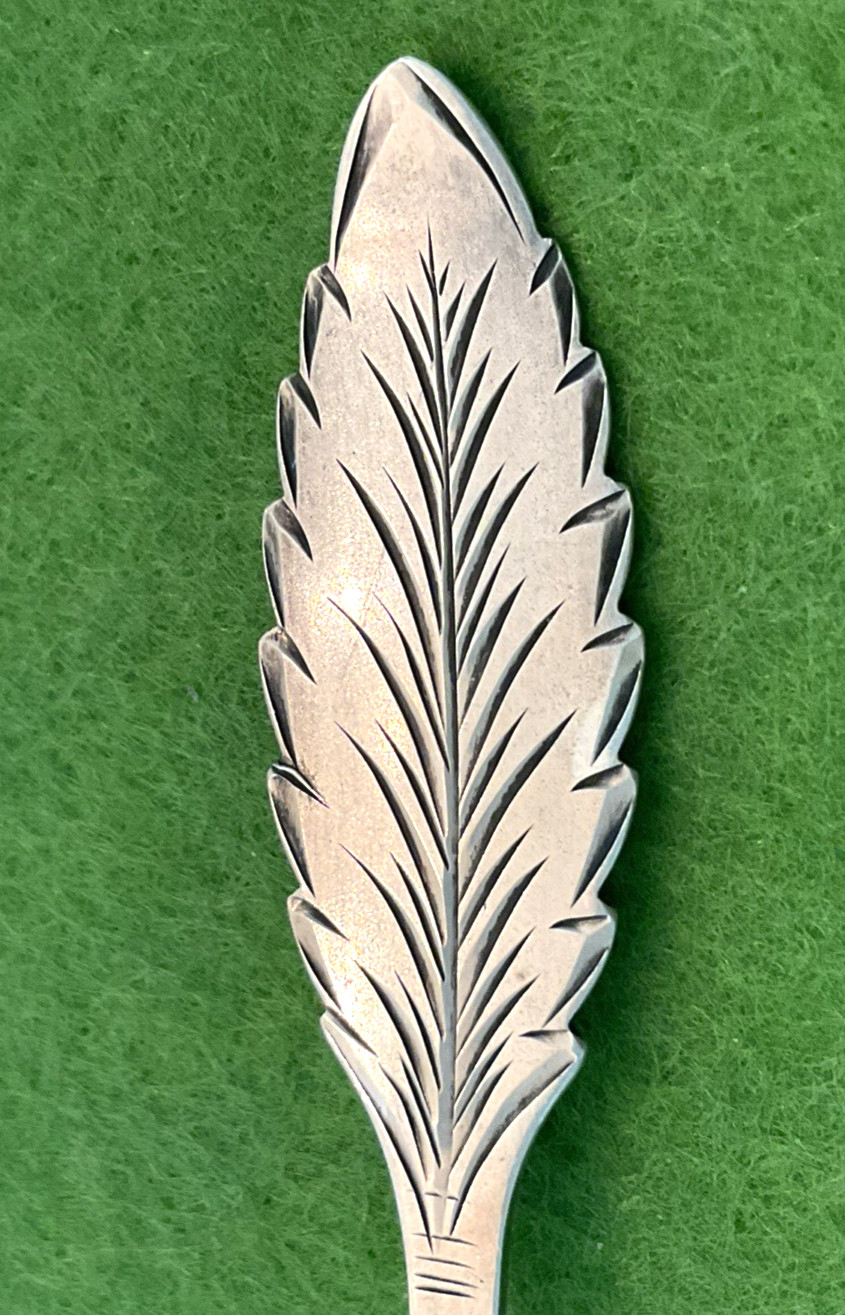 Detroit Michigan Gold Wash Bowl 5.5″ Sterling Spoon Fessenden Feather Leaf 14g