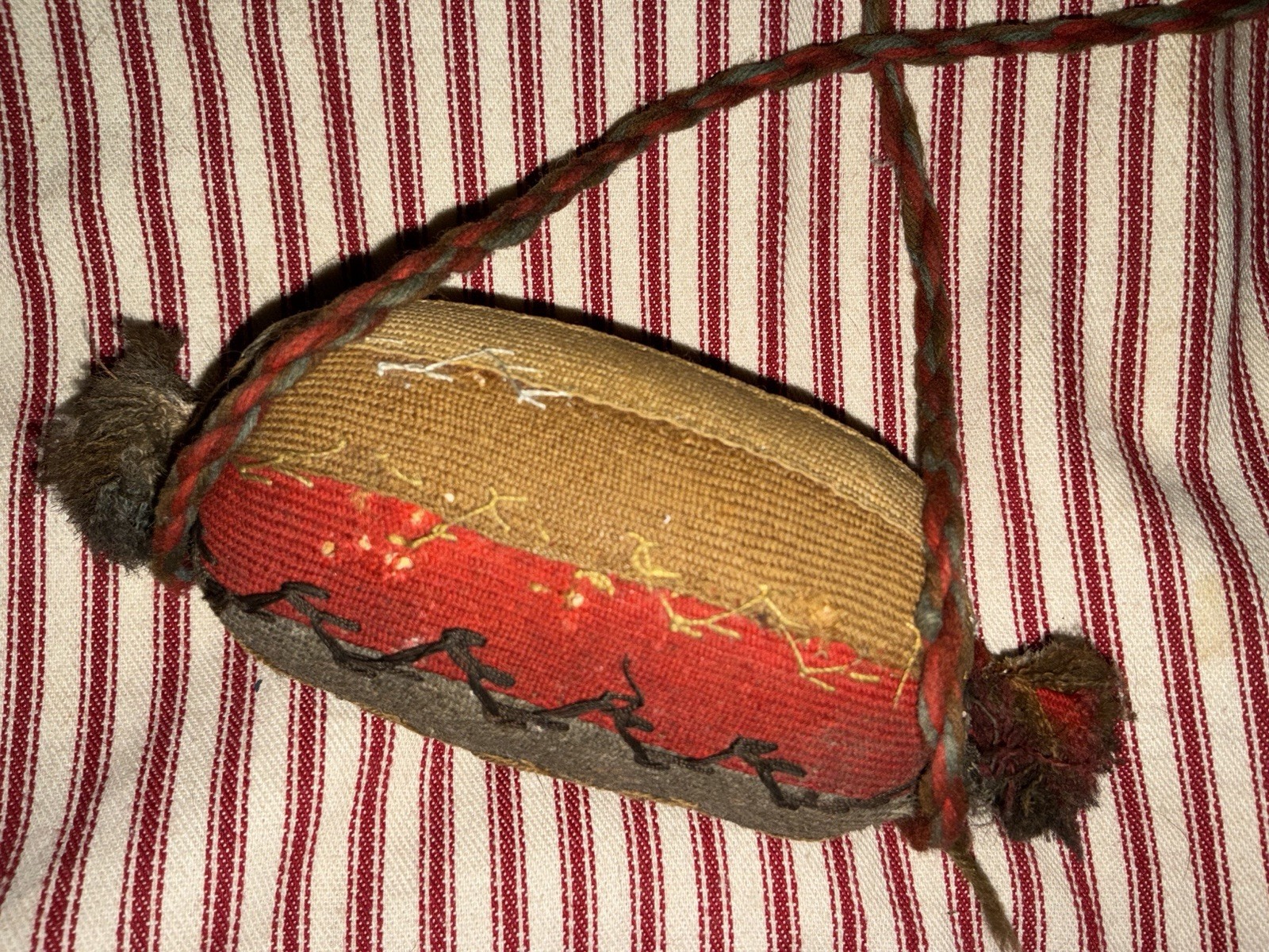 Antique Rare Amish Sewing Scissor Roll Pin Cushion