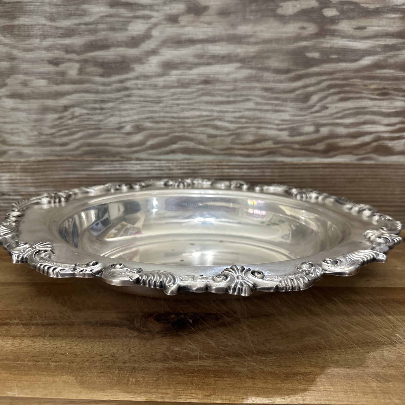 Sheridan Silver On Copper Serving Tray Bowl Oval Ornate CSW Stamped 12.5 X 9.75